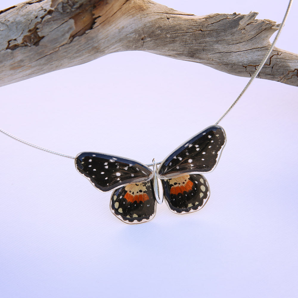 Gargantilla Mariposa Chlosyne Janais entera 4 alas