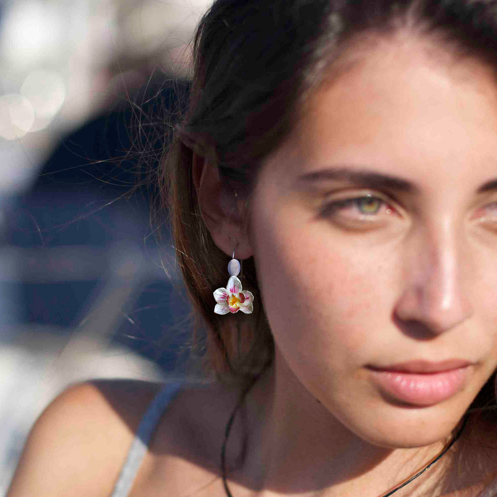 Pendientes Orquidea PLATA colgar