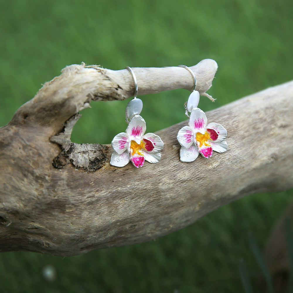 Pendientes Orquidea PLATA colgar