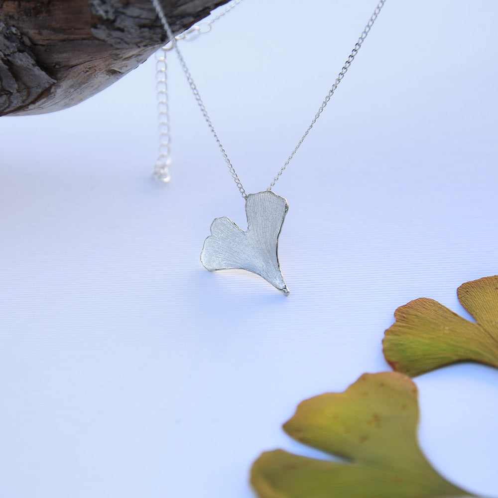 Colgante Dije De Plata 925 Con Hoja De Ginkgo Biloba - Diseño Elegante, Para Hombre O Mujer, Regalo Especial