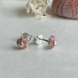 Natural Pink Sea Urchins Stud Earrings