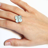 Anillo Flor de Hortensia PLATA regulable