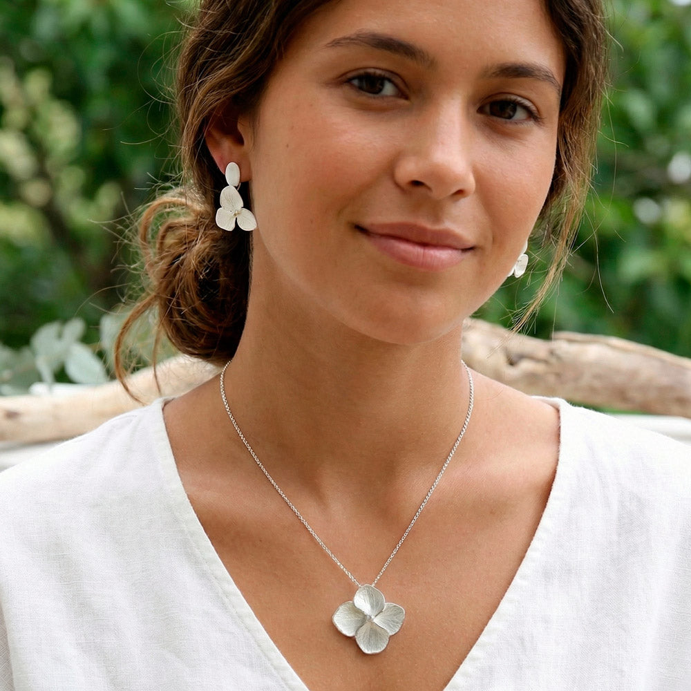 Hydrangea Flower Earrings SILVER