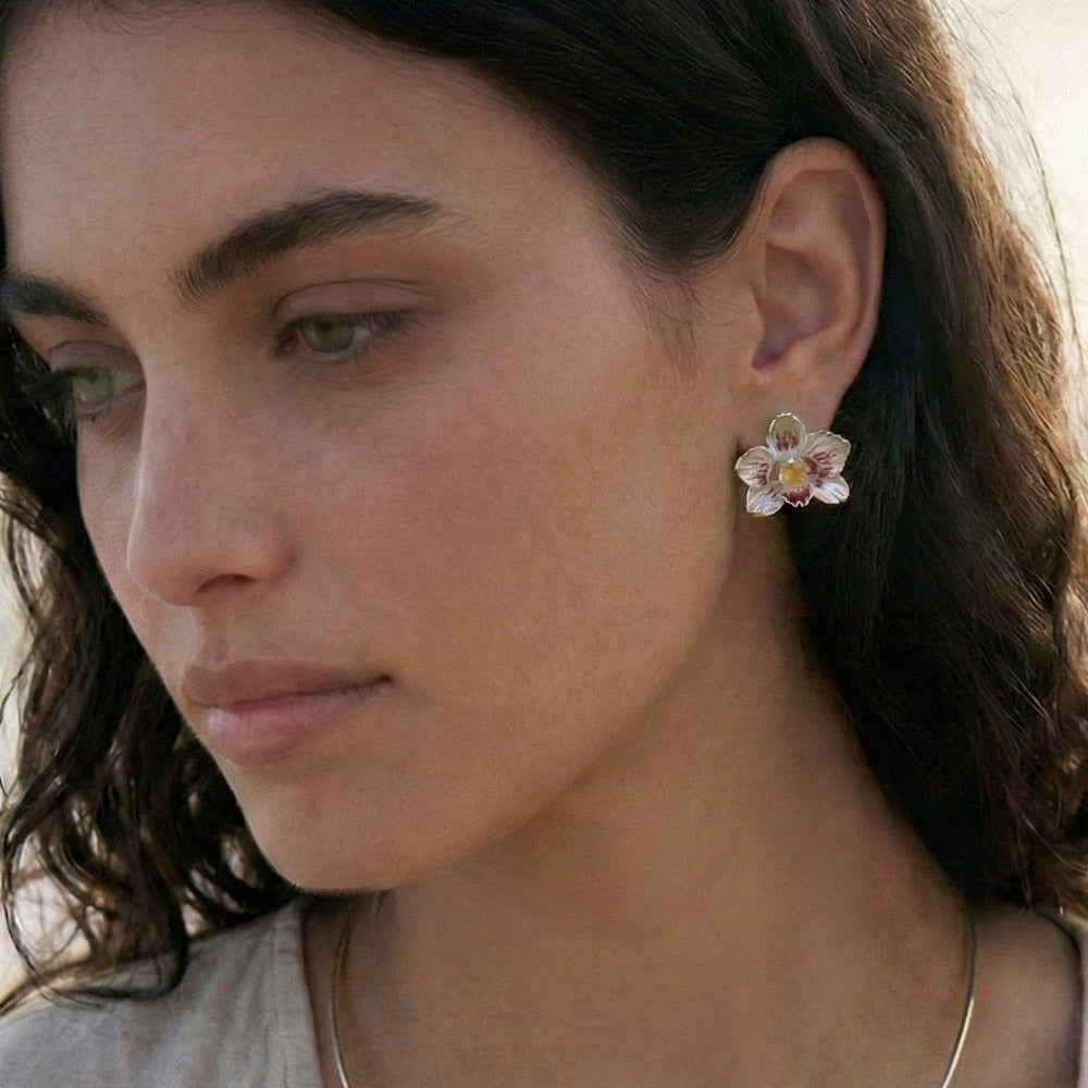 Orchid Stud Earrings SILVER