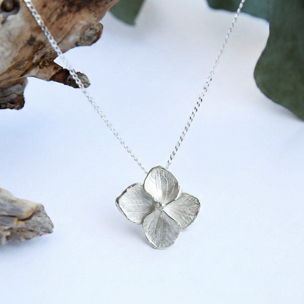 Hydrangea Flower Pendant SILVER SMALL