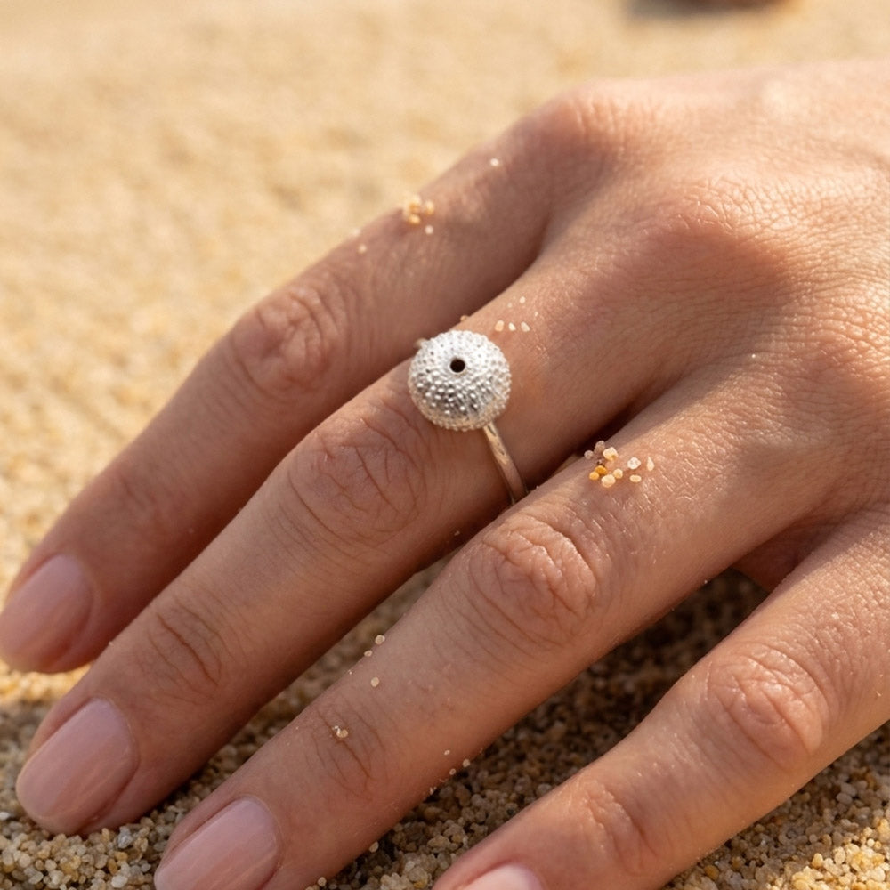 Anillo Erizo de mar plata