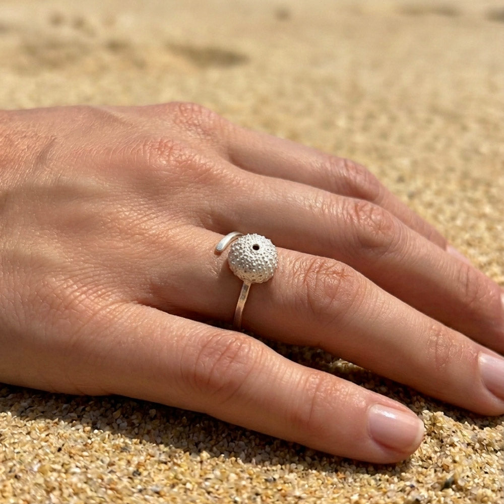 Anillo Erizo de mar plata