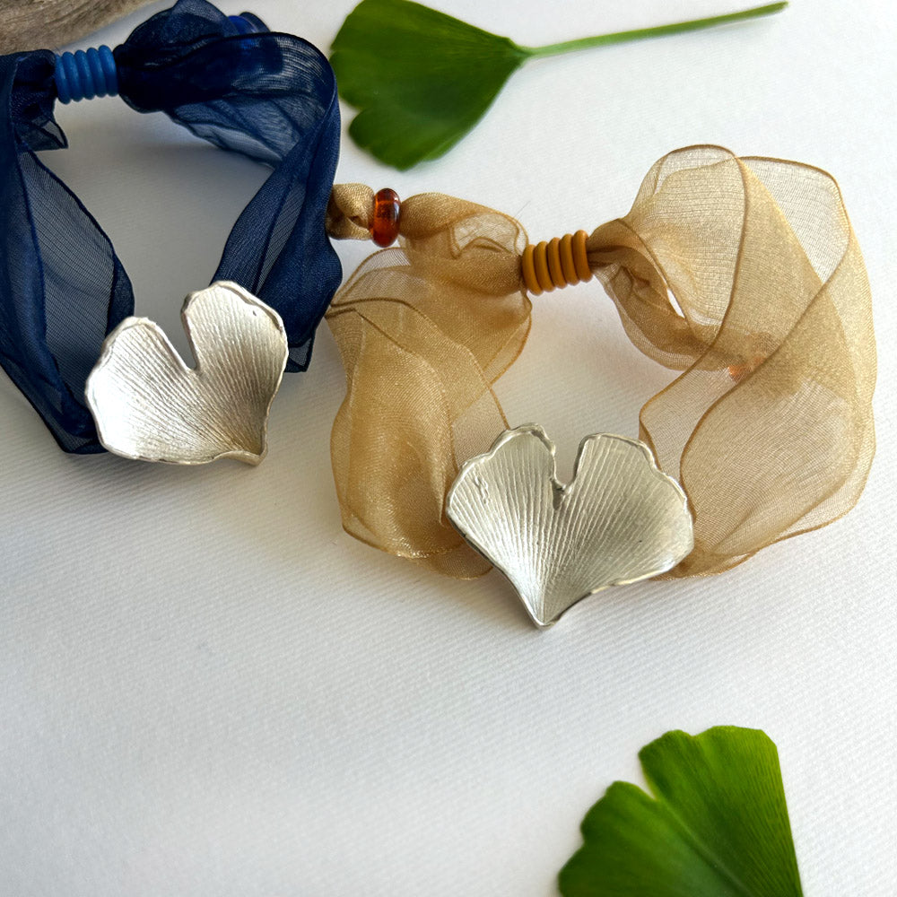 Pulsera Hoja Ginkgo Biloba PLATA