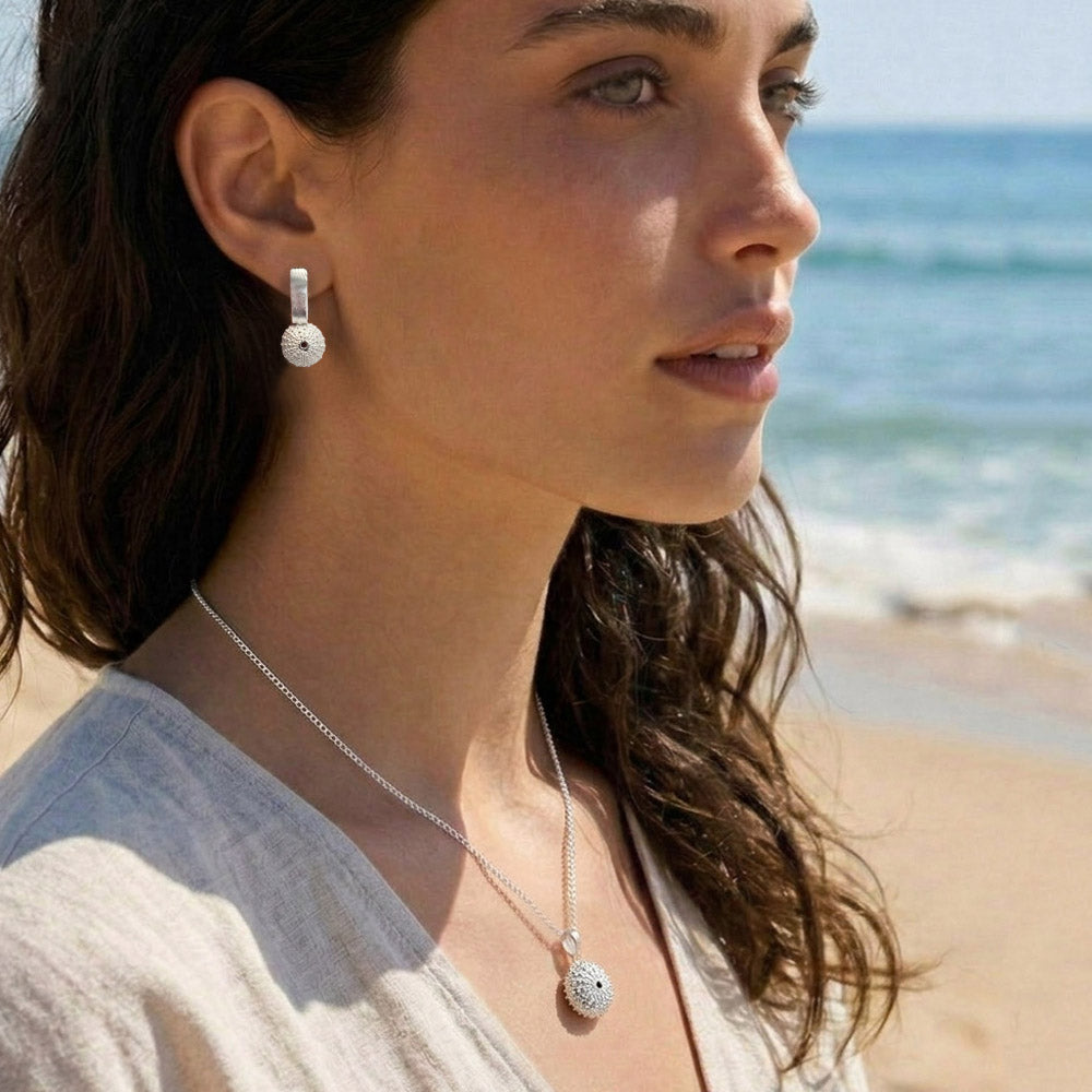 Pendientes colgar Erizo plata