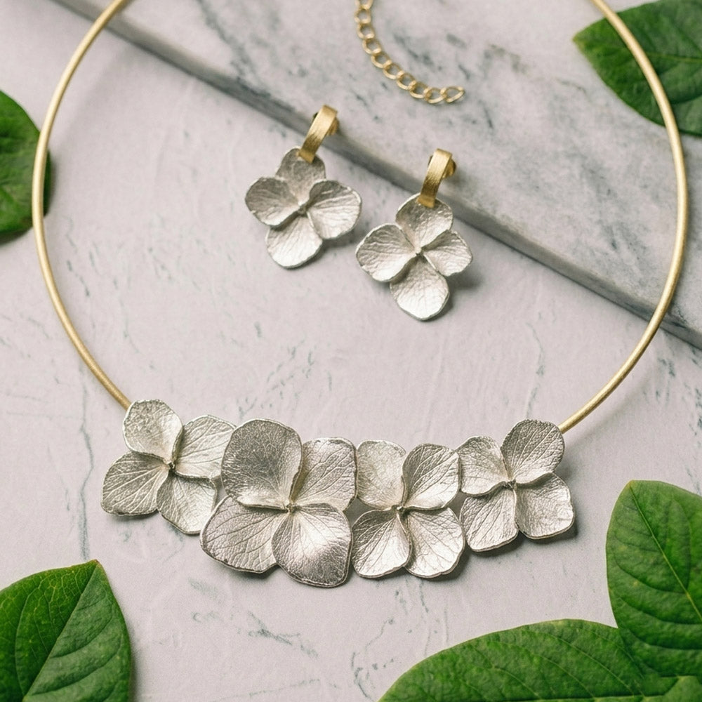 Hydrangea Flowers Choker SILVER