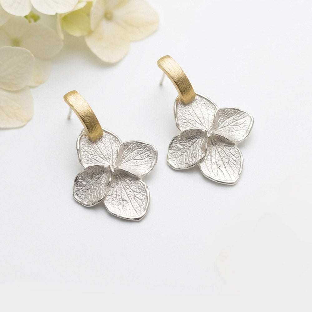 Pendientes Flores de Hortensia PLATA colgar