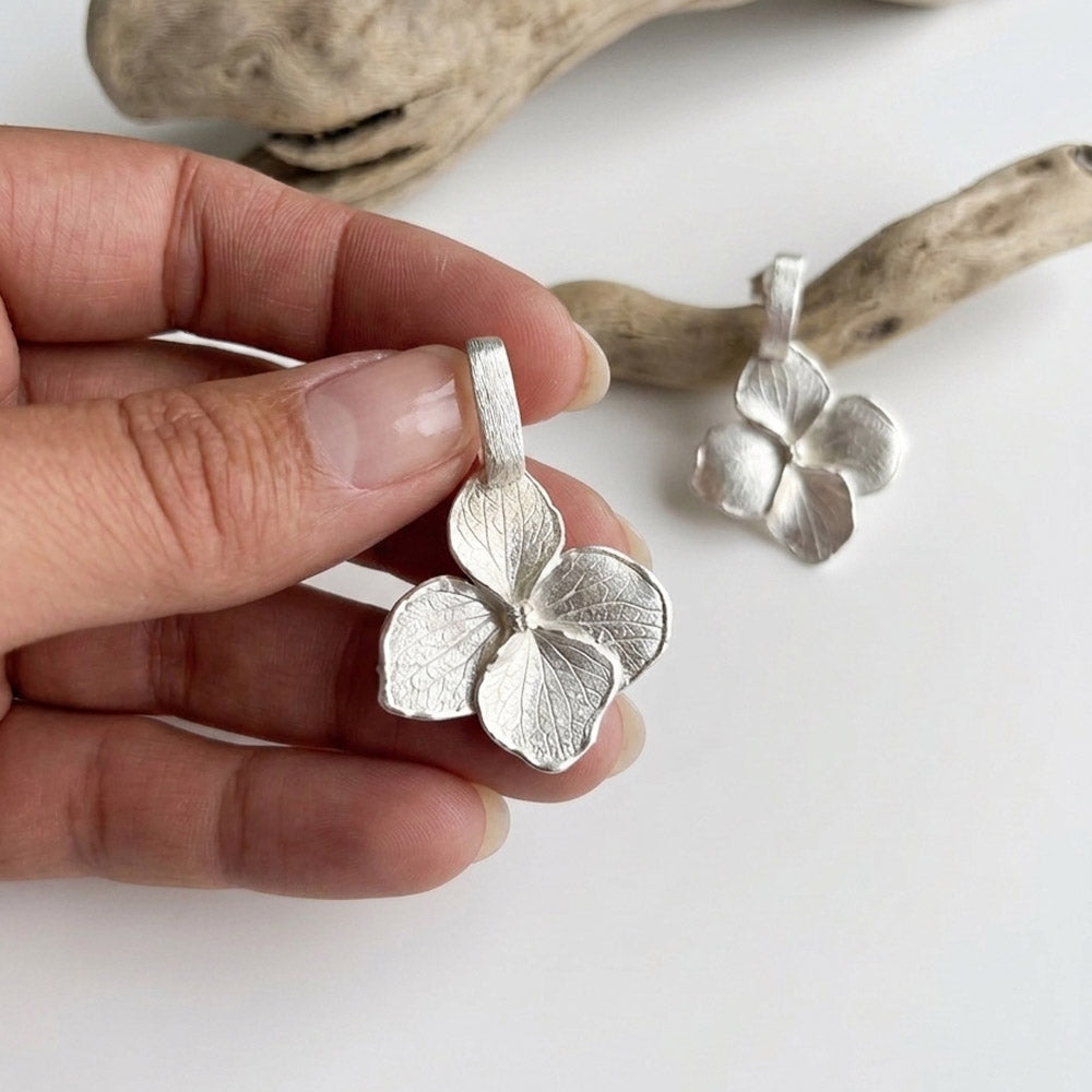 Pendientes Flores de Hortensia PLATA colgar