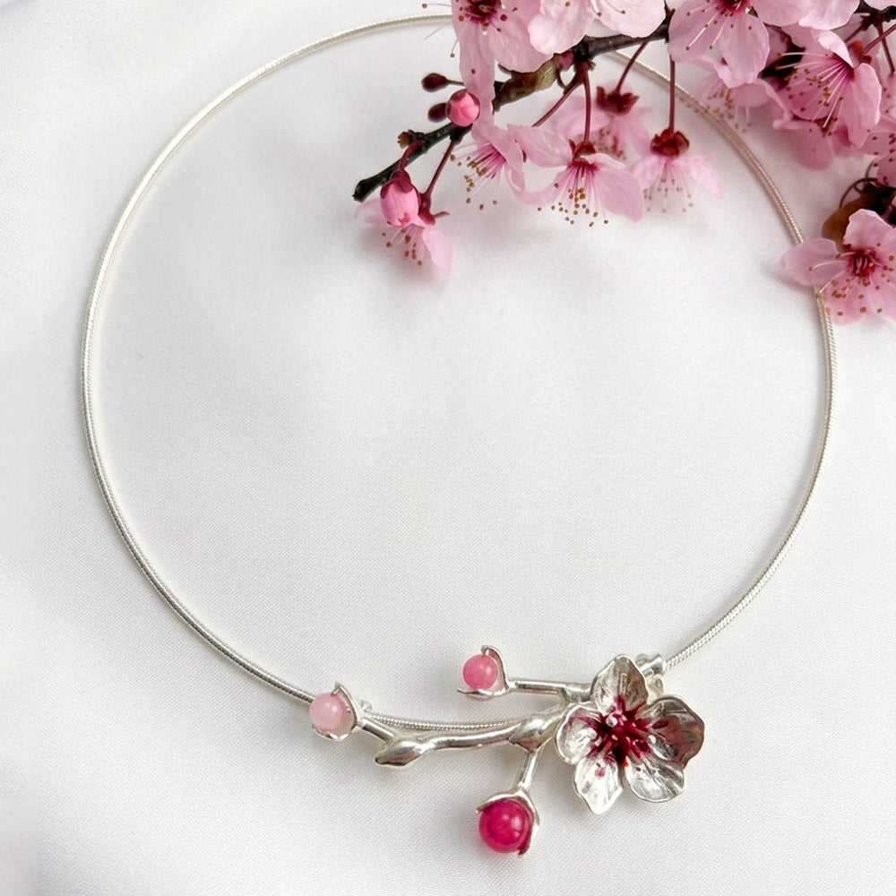 Gargantilla flor de cerezo S PLATA