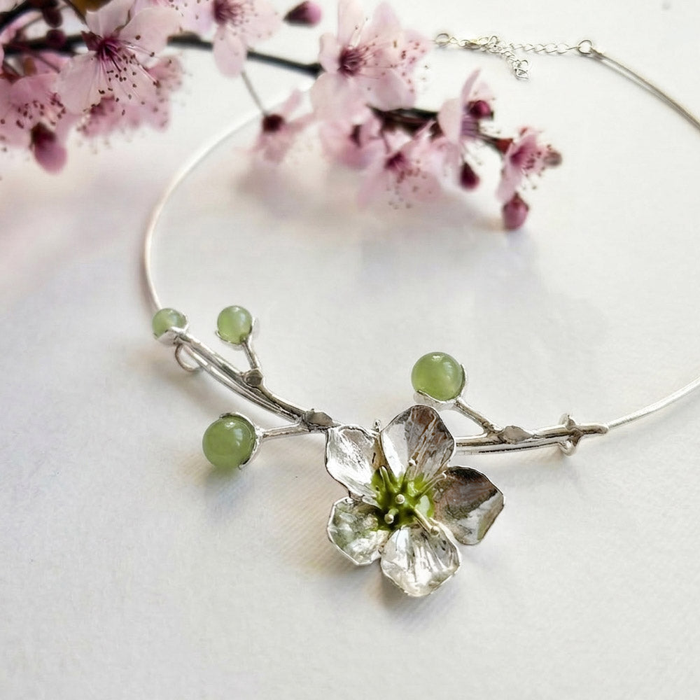 Gargantilla flor de cerezo L PLATA