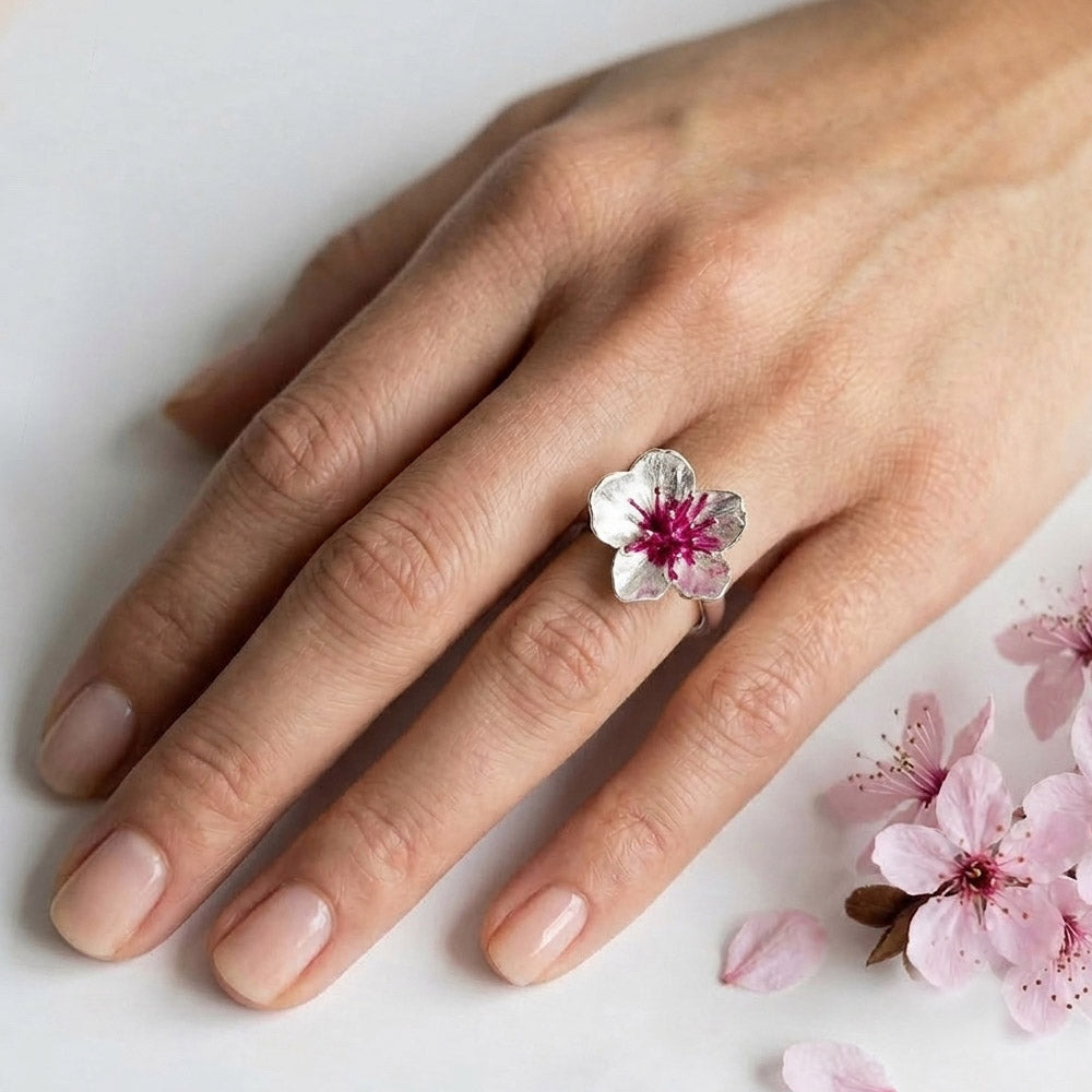 Anillo regulable cerezo PLATA