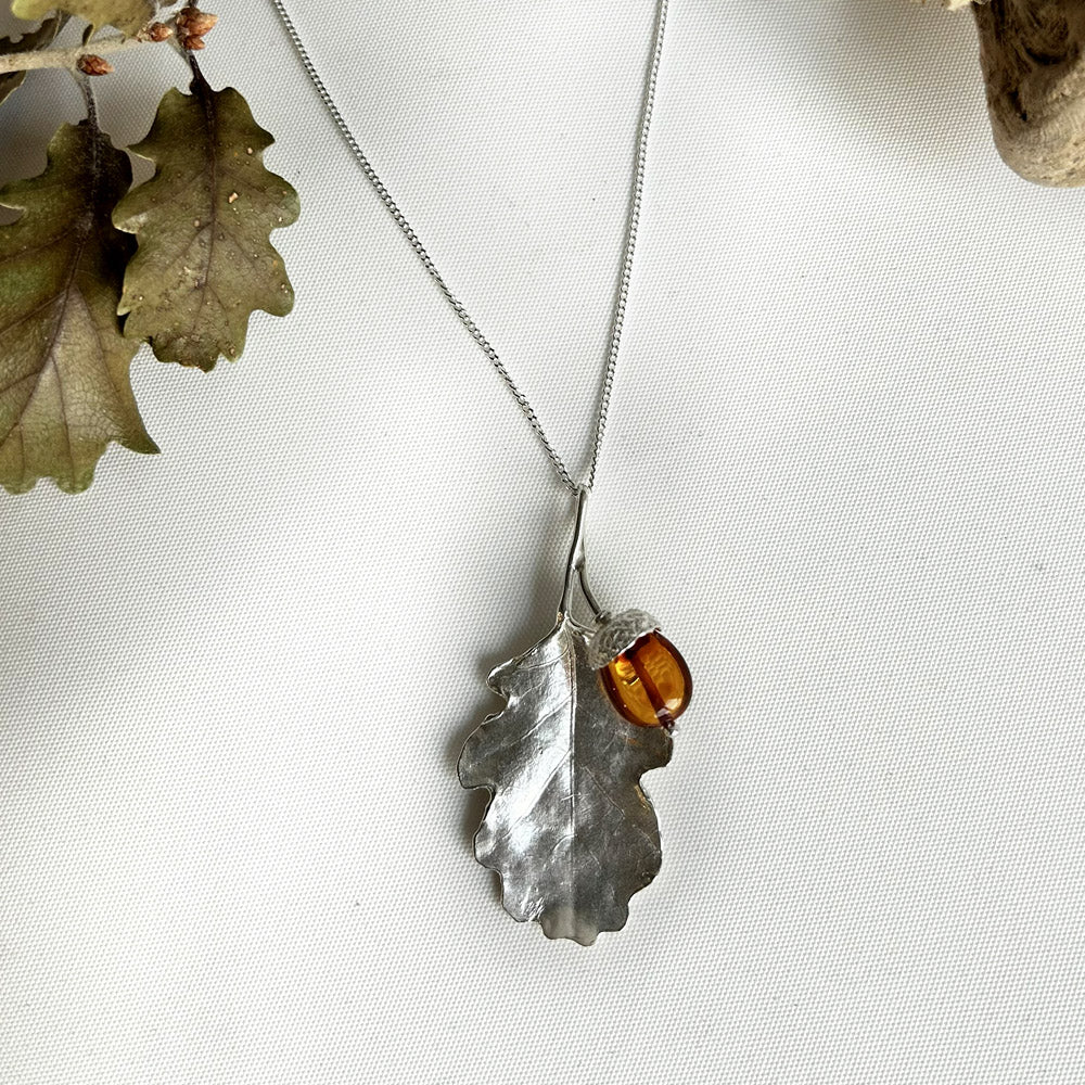 Colgante Hoja Roble PLATA