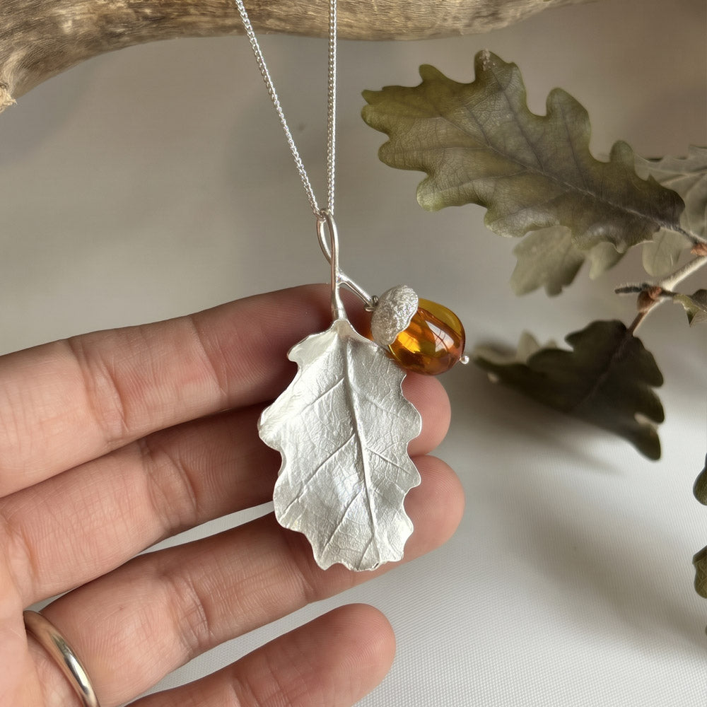 Colgante Hoja Roble PLATA