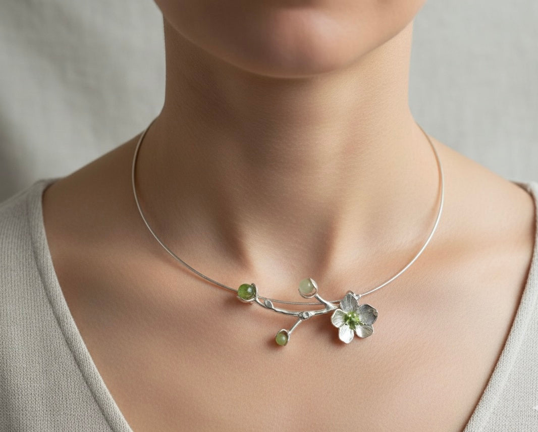 Gargantilla flor de cerezo S PLATA