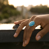 Anillo hoja Azul regulable