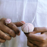 Natural Pink Sea Urchin Adjustable Ring