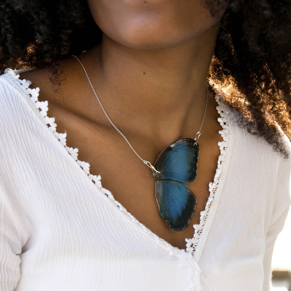 Gargantilla Mariposa Morpho Peleides doble