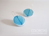 Pendientes Hoja Azul Gancho