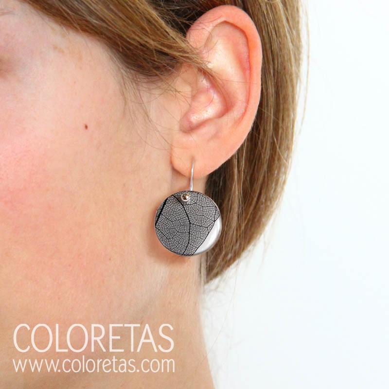 Pendientes Hoja Negra gancho