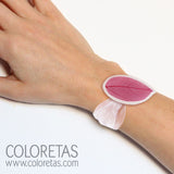 Pulsera Hoja Fucsia