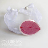 Pulsera Hoja Fucsia