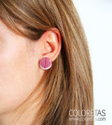 Pendientes Hoja Fucsia de tuerca