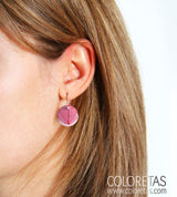Pendientes Hoja Fucsia Gancho