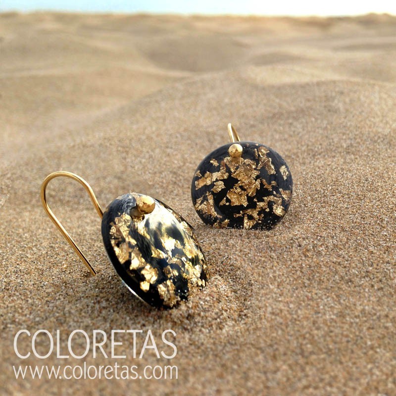 Pendientes chispas negros gancho