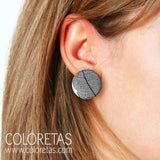 Pendientes Hoja Negra tuerca