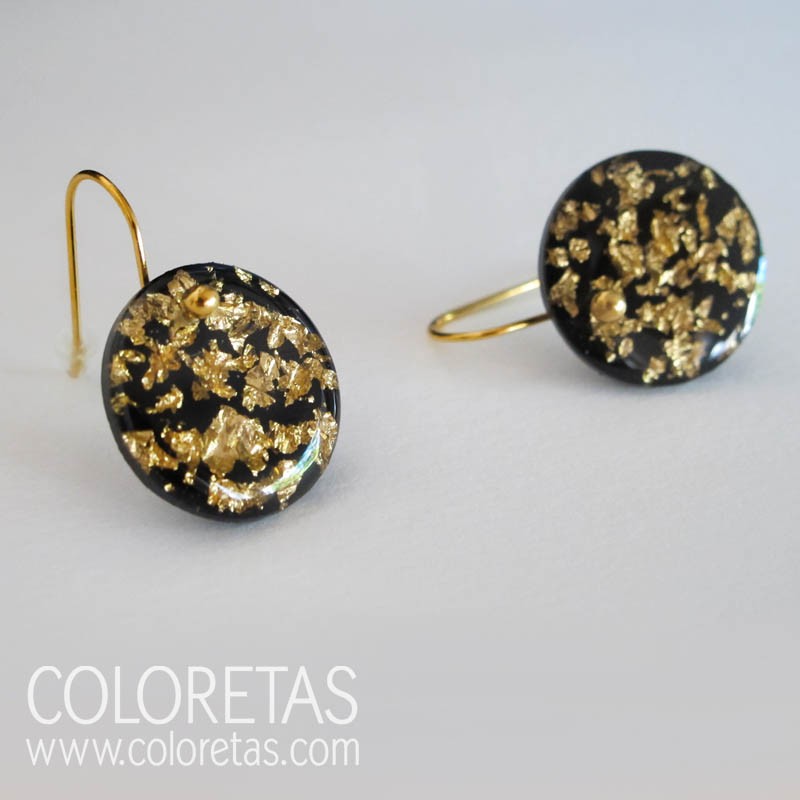 Pendientes chispas negros gancho