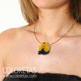 Yellow and Purple Pansy Pendant