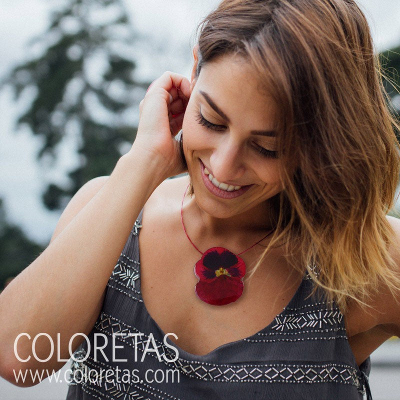 Big Red Pansy pendant