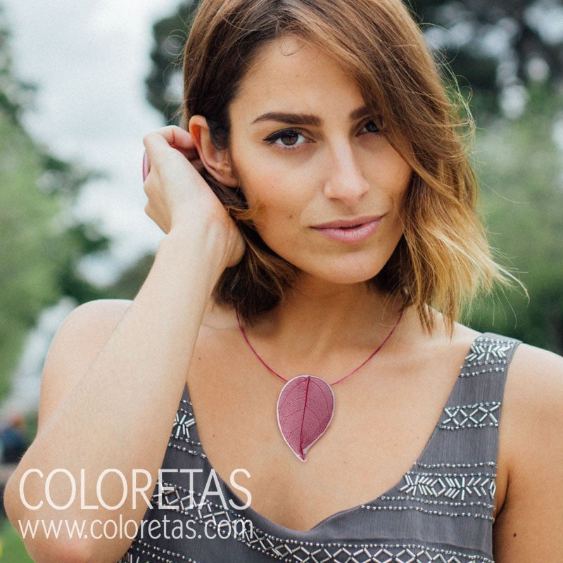 Colgante Hoja Fucsia