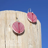 Pendientes Hoja Fucsia Gancho