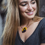 Big Yellow and Purple Pansy Pendant
