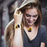 Big Yellow and Purple Pansy Pendant