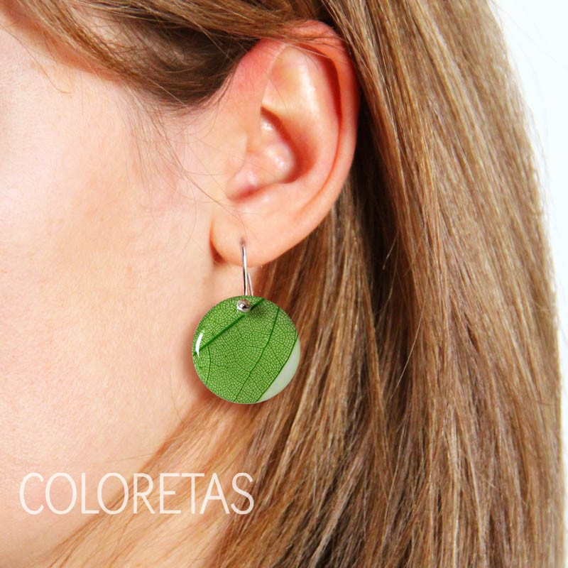 Pendientes Hoja Verde Gancho