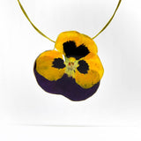Big Yellow and Purple Pansy Pendant
