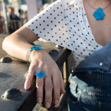 Anillo Hortensia azul plata