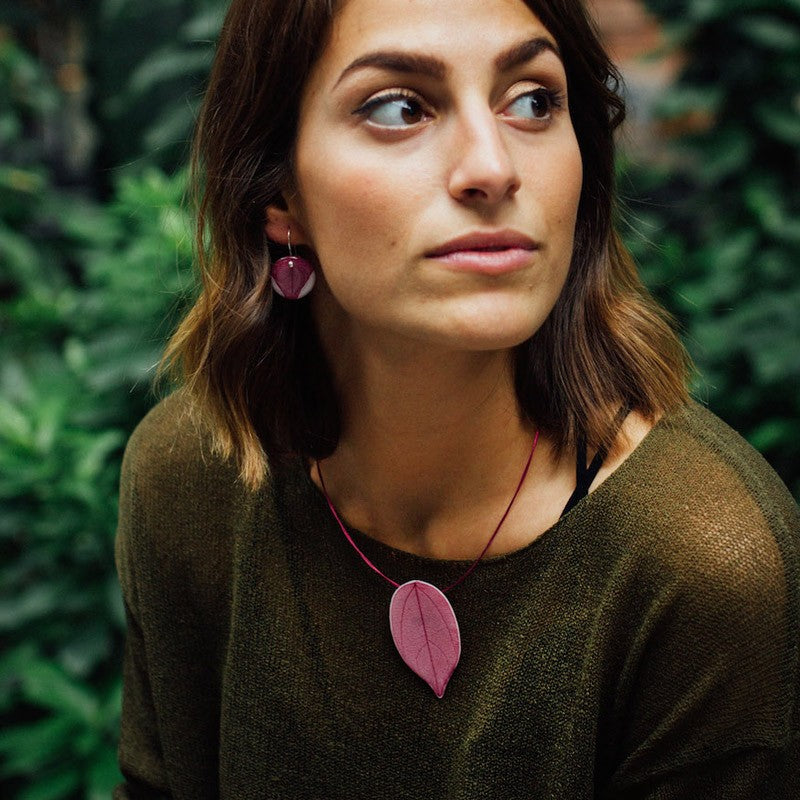 Colgante Hoja Fucsia