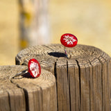 Adjustable red Anise flower ring