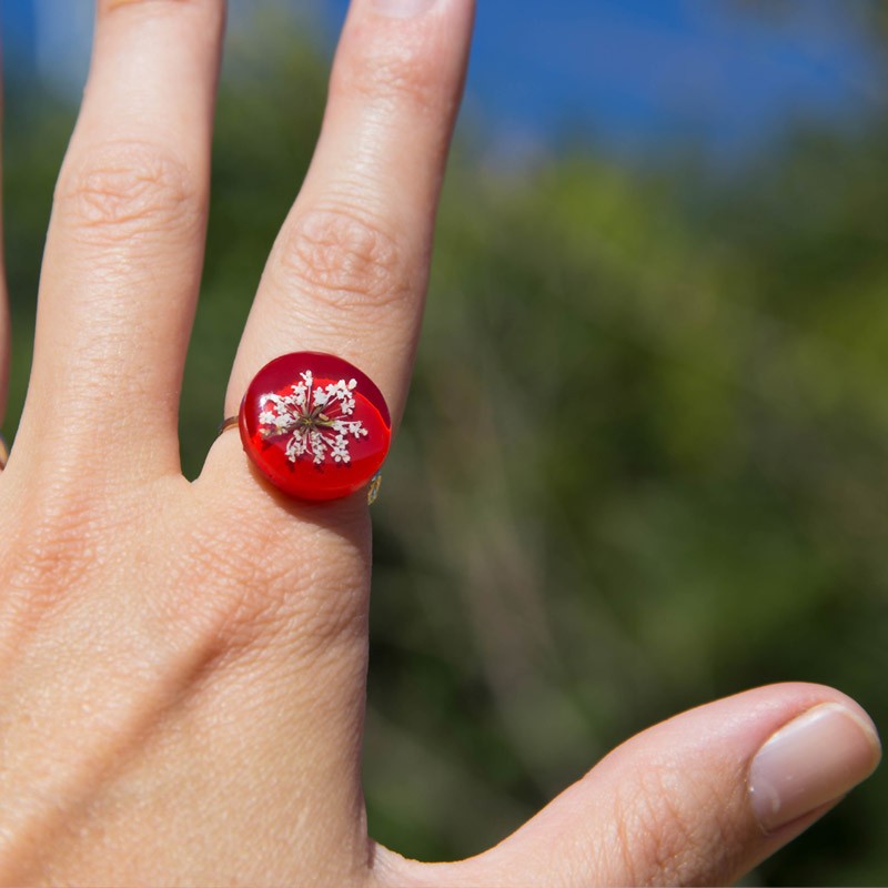 Anillo flor de Anis rojo regulable