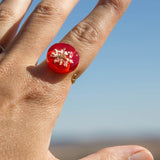 Adjustable red Anise flower ring