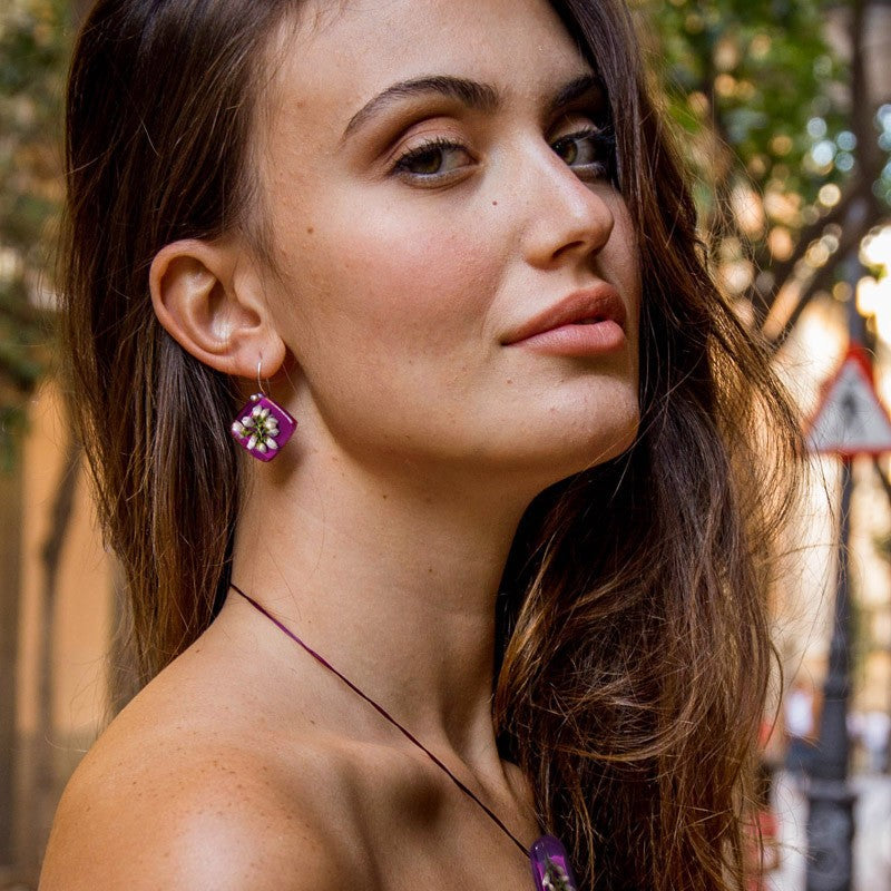 Pendientes gancho Brezo Morado