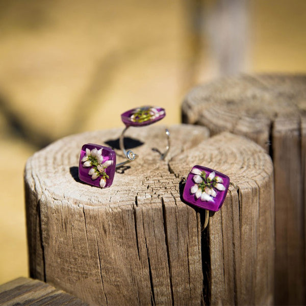 Adjustable purple heather ring