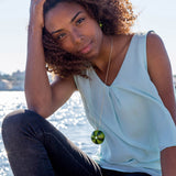 Long Green  sea urchin Pendant